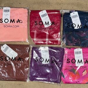 Soma 6 pairs of vanishing edge microfiber with lace hipster  panties, size M